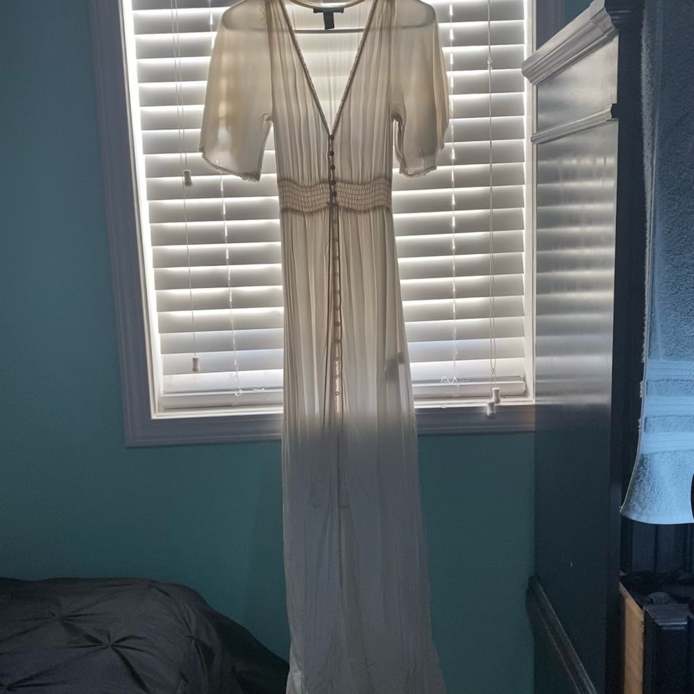 Forever 21 Ivory Maxi Dress with Sheer Details